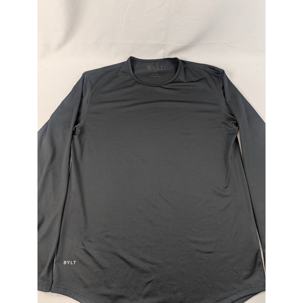 BYLT Drop Cut Lux Long Sleeve Black Shirt Men's Size M Knit‎ Long Sleeve
